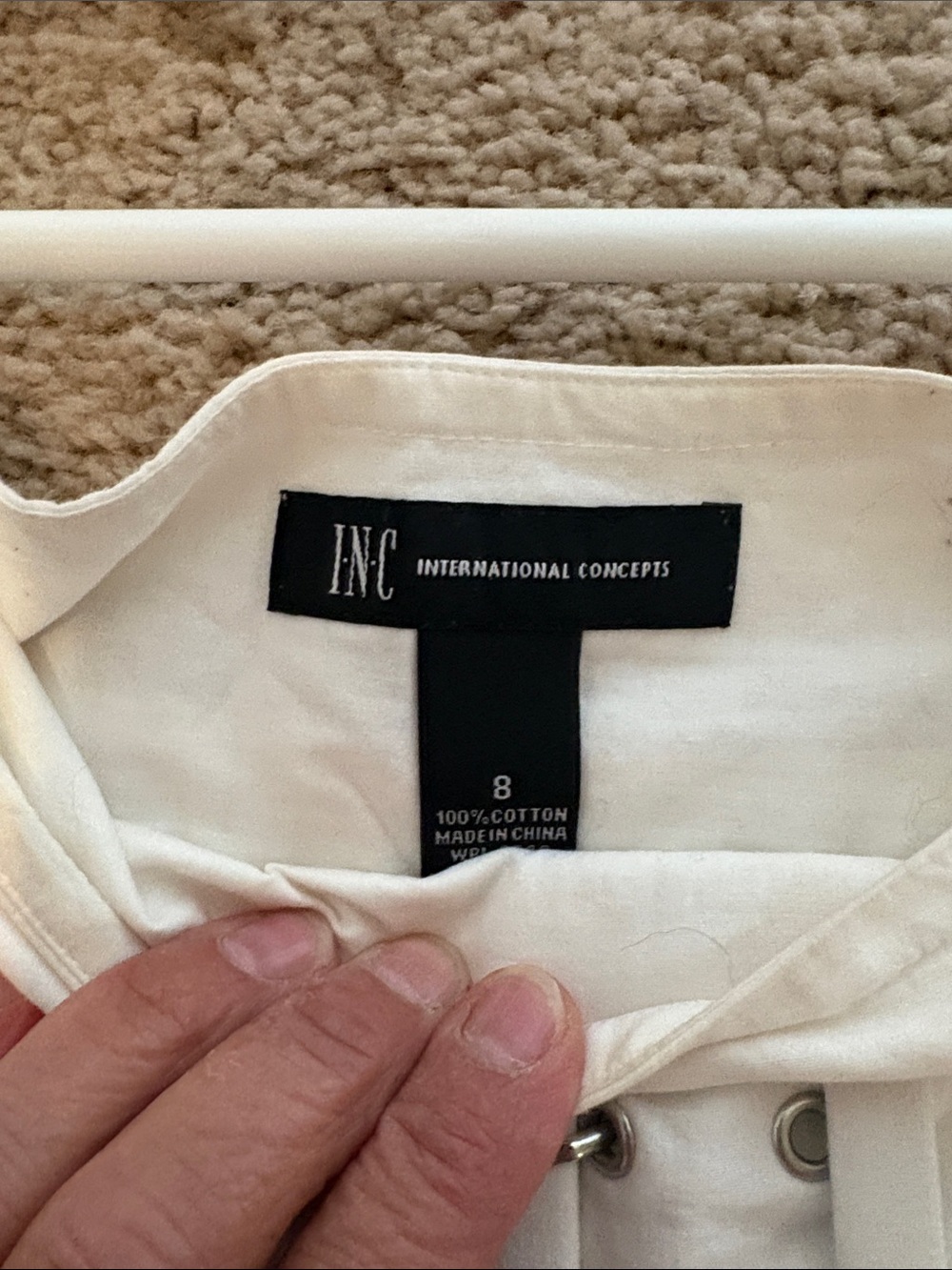 INC International Concepts Ivory Pleated Skirt with Buckle size 8 - Picture 4 of 6